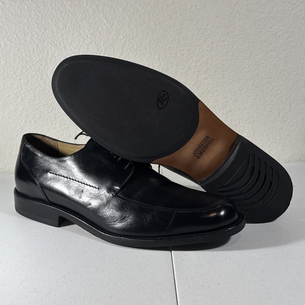 Johnston & Murphy XC4 Black Leather Dress Shoes Mens 13 M Bicycle Toe Italy 🇮🇹